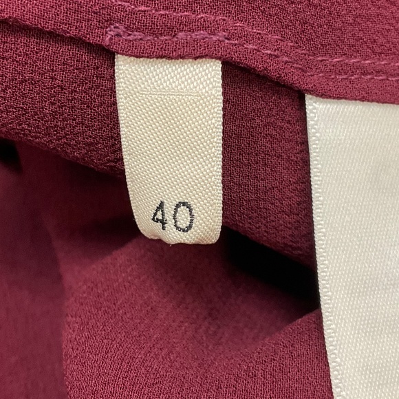 CELINE BURGUNDY DRAPED SILK GEORGETTE CAPE TOP - Picture 5 of 5